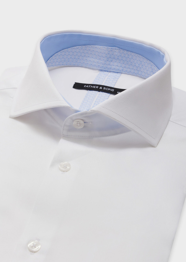 Chemise habillée Slim en satin de coton uni blanc - Father and Sons 62519