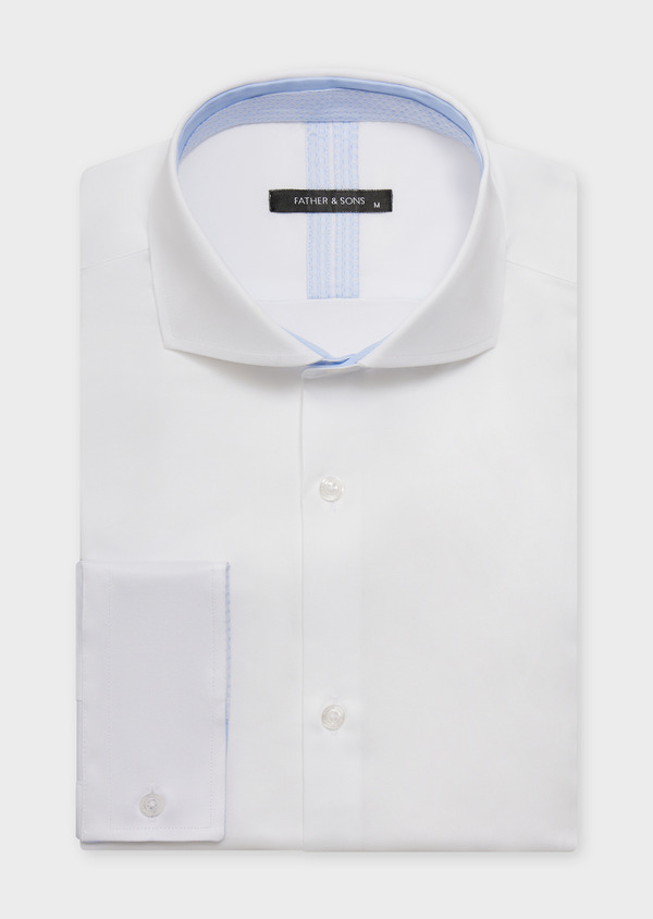 Chemise habillée Slim en satin de coton uni blanc - Father and Sons 62518