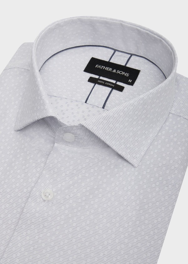 Chemise habillée Slim en coton Jacquard blanc à motif fantaisie - Father and Sons 42587