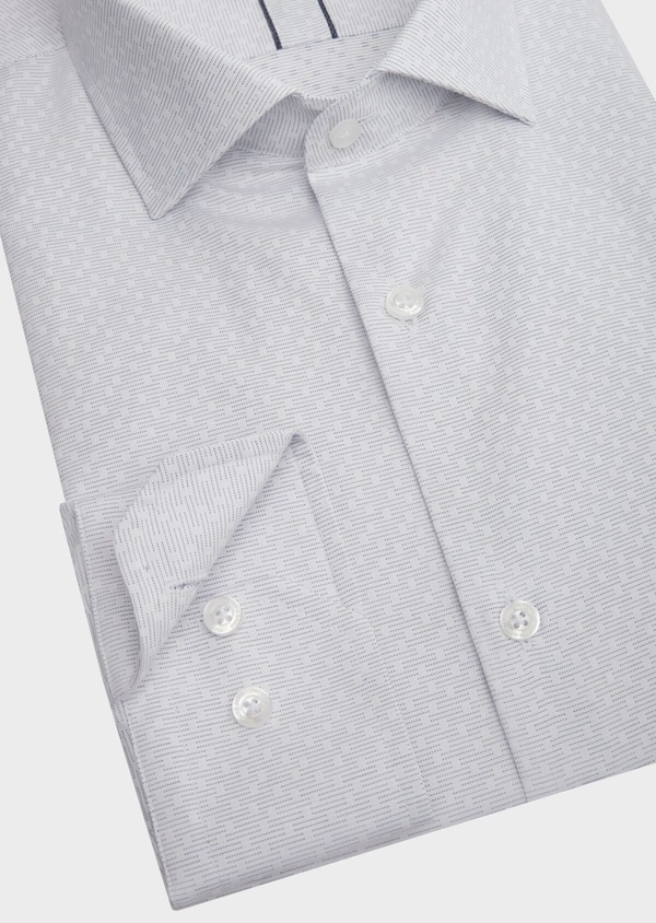 Chemise habillée Slim en coton Jacquard blanc à motif fantaisie - Father and Sons 42588