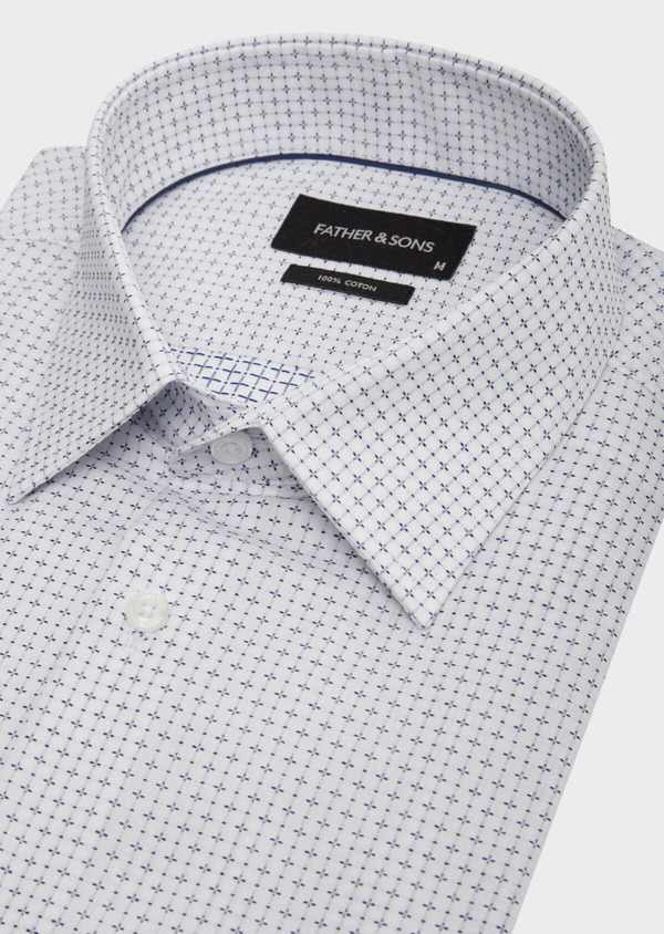 Chemise habillée Regular en coton Jacquard blanc à motif fantaisie - Father and Sons 42603