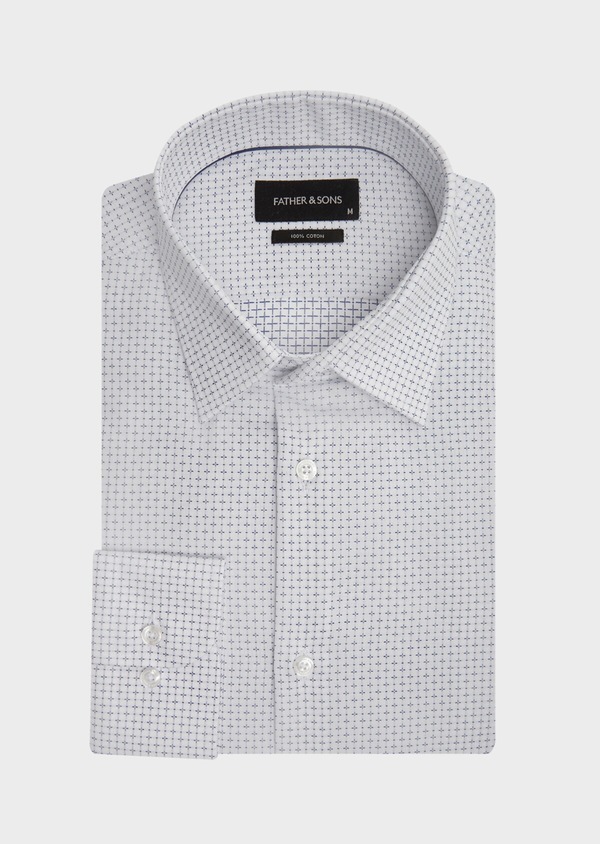 Chemise habillée Regular en coton Jacquard blanc à motif fantaisie - Father and Sons 42601
