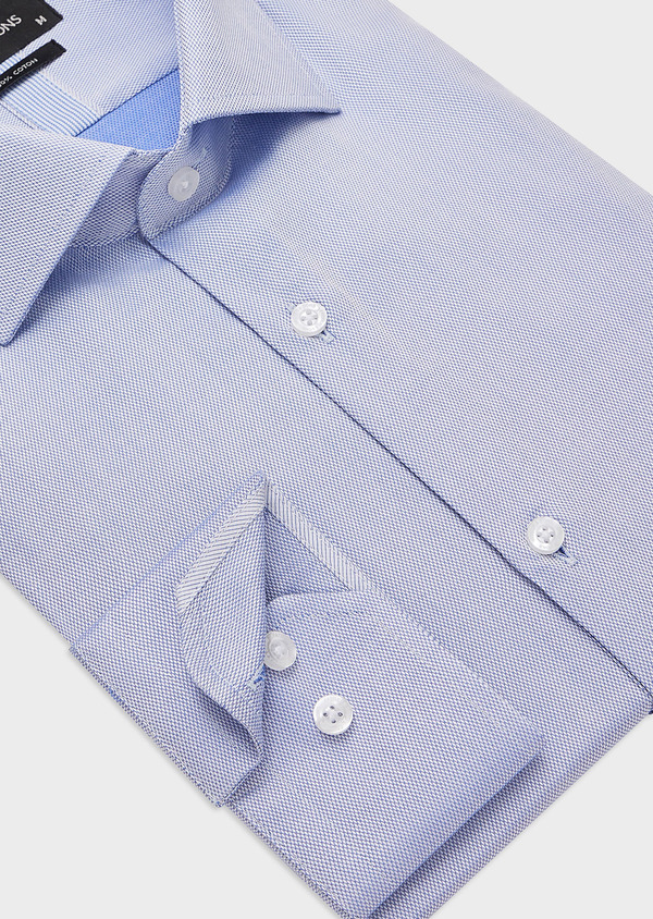 Chemise habillée Slim en coton pinpoint bleu azur à motifs géométriques blancs - Father and Sons 43251