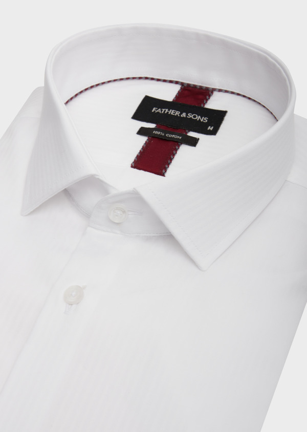 Chemise habillée Slim en coton façonné blanc à rayures - Father and Sons 42571