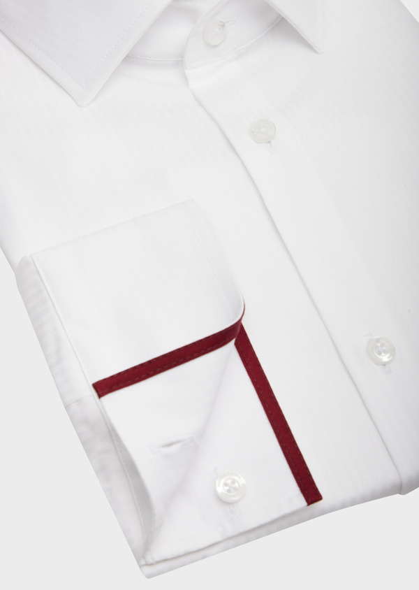 Chemise habillée Slim en coton façonné blanc à rayures - Father and Sons 42572