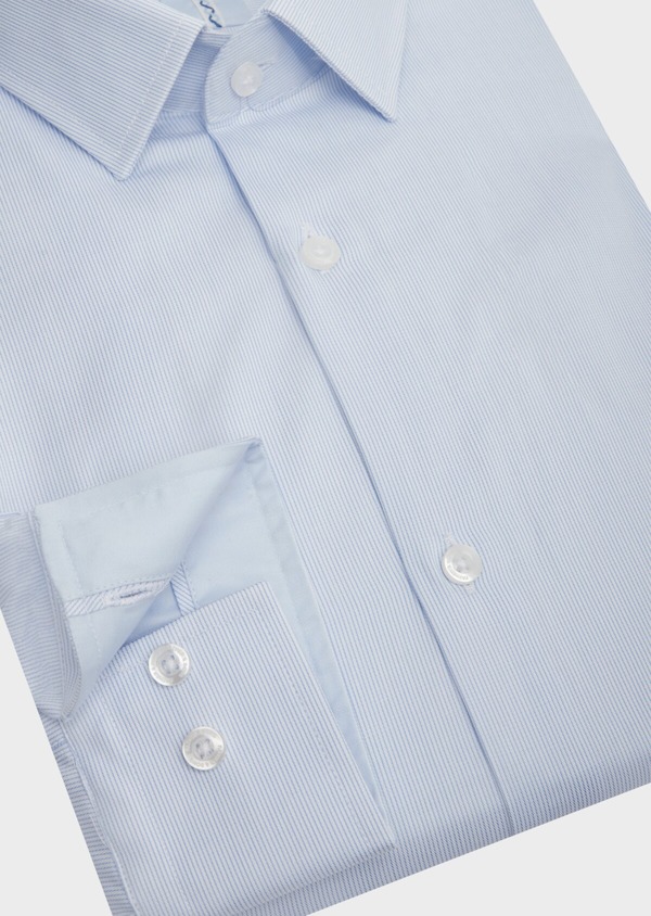 Chemise habillée Slim en popeline de coton bleu pâle à rayures - Father and Sons 42592