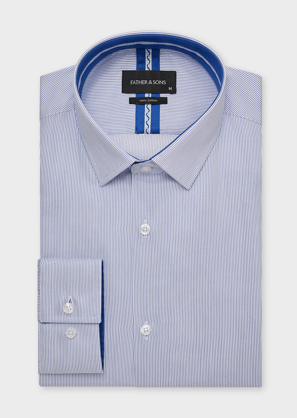 Chemise habillée Slim en popeline de coton bleu pâle à rayures - Father and Sons 43262
