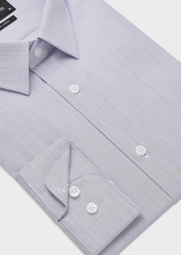 Chemise habillée Regular en coton Jacquard blanc à rayures bleues - Father and Sons 43254