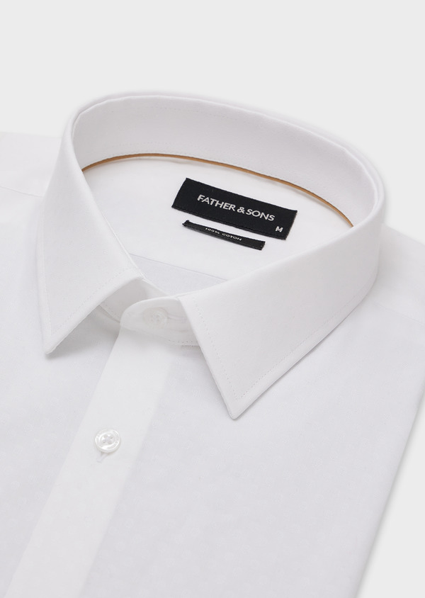 Chemise habillée Regular en coton façonné blanc à motif fantaisie - Father and Sons 44693