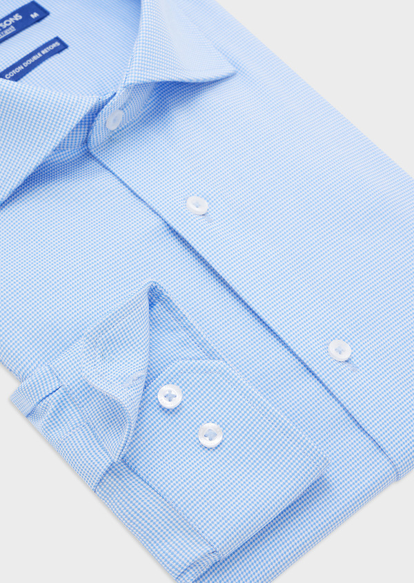 Chemise habillée non-iron Regular en popeline de coton bleu ciel à motif fantaisie - Father and Sons 44622