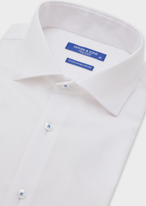 Chemise habillée non-iron Regular en coton façonné blanc à rayures - Father and Sons 45853