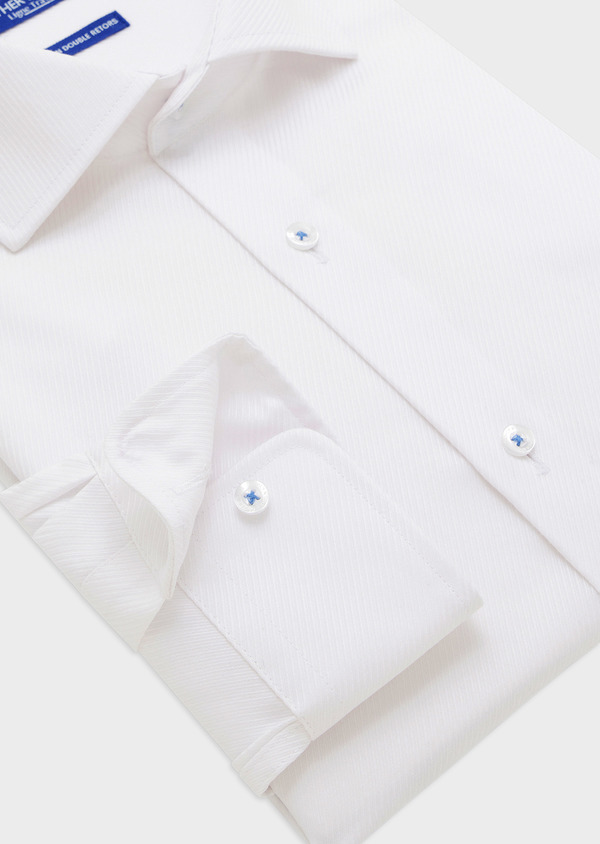 Chemise habillée non-iron Regular en coton façonné blanc à rayures - Father and Sons 45854