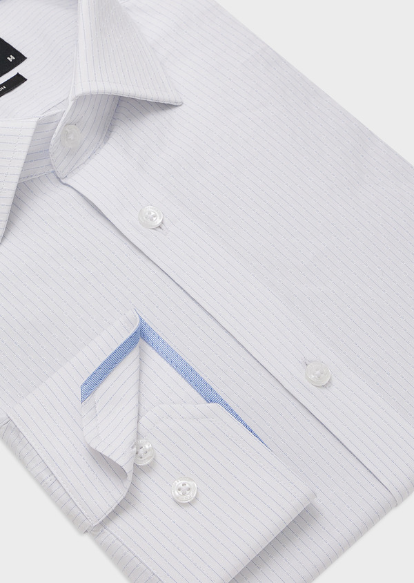 Chemise habillée Regular en popeline de coton blanc à rayures bleues - Father and Sons 44712