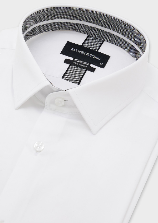 Chemise habillée Regular en satin de coton uni blanc - Father and Sons 44681