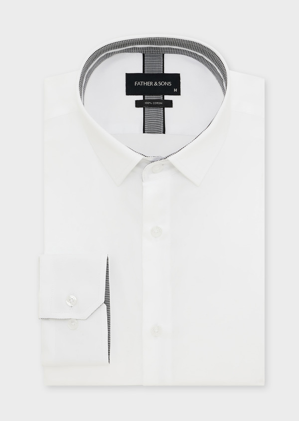 Chemise habillée Regular en satin de coton uni blanc - Father and Sons 44680