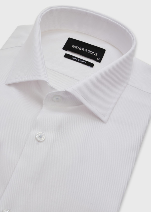 Chemise habillée Regular en twill de coton uni blanc - Father and Sons 47771