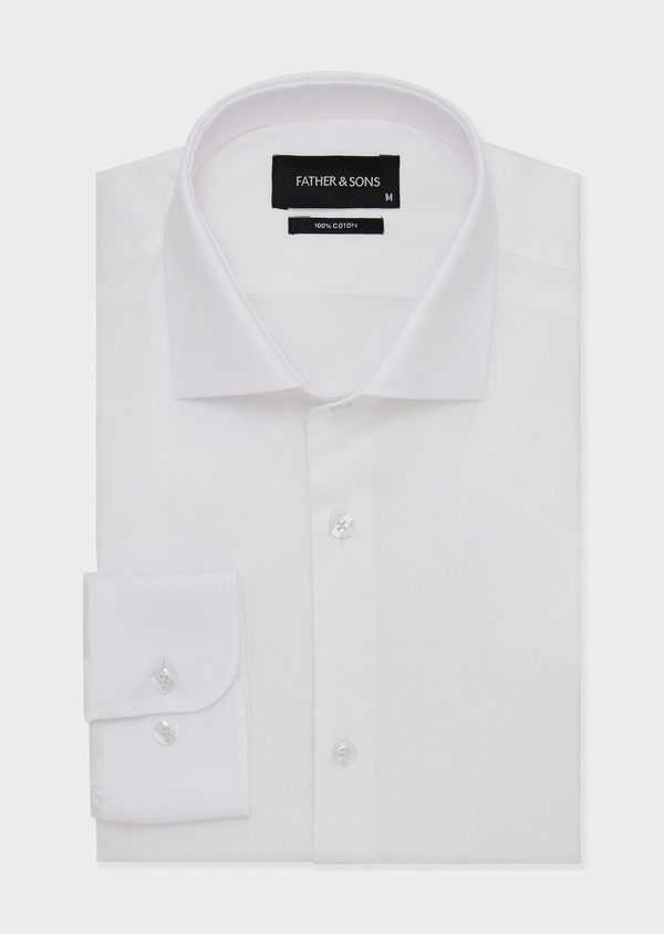 Chemise habillée Regular en twill de coton uni blanc - Father and Sons 47770