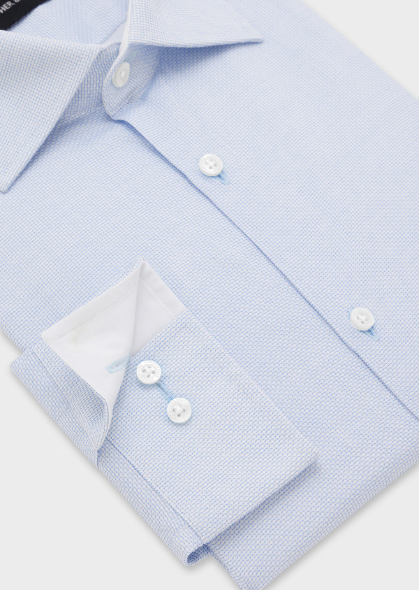 Chemise habillée Slim en coton Jacquard bleu azur à motif fantaisie - Father and Sons 44655