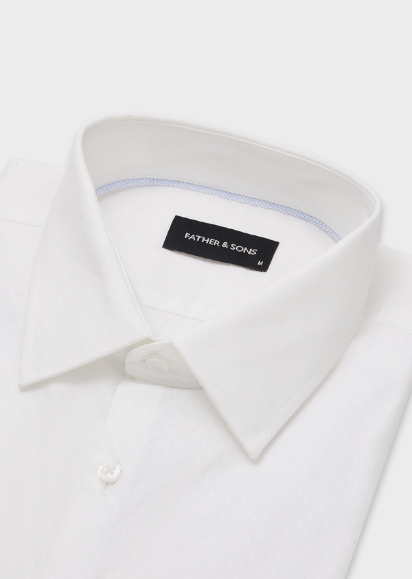 Chemise habillée Slim en coton façonné blanc à motif fantaisie - Father and Sons 44657