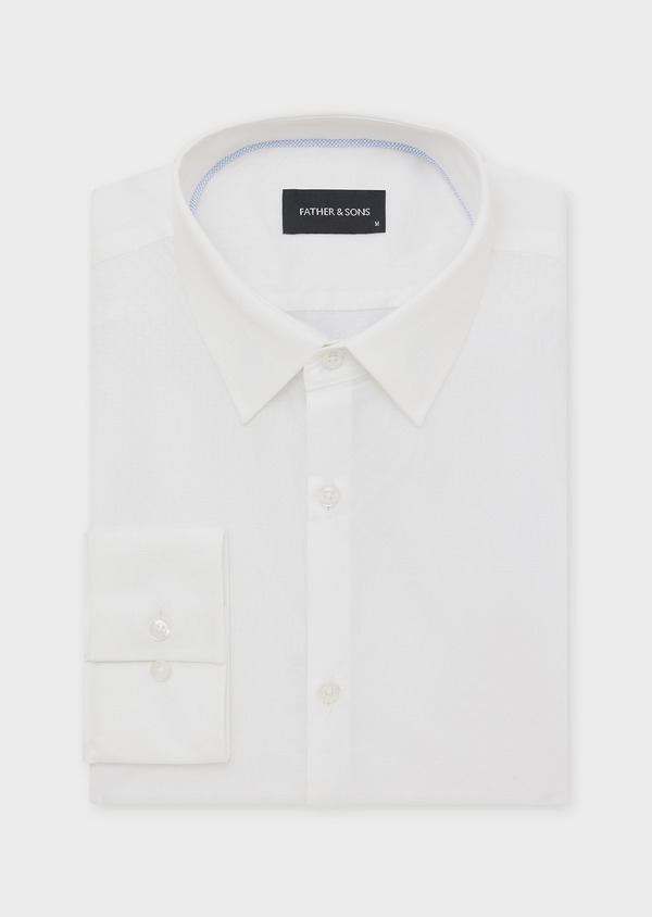 Chemise habillée Slim en coton façonné blanc à motif fantaisie - Father and Sons 44656