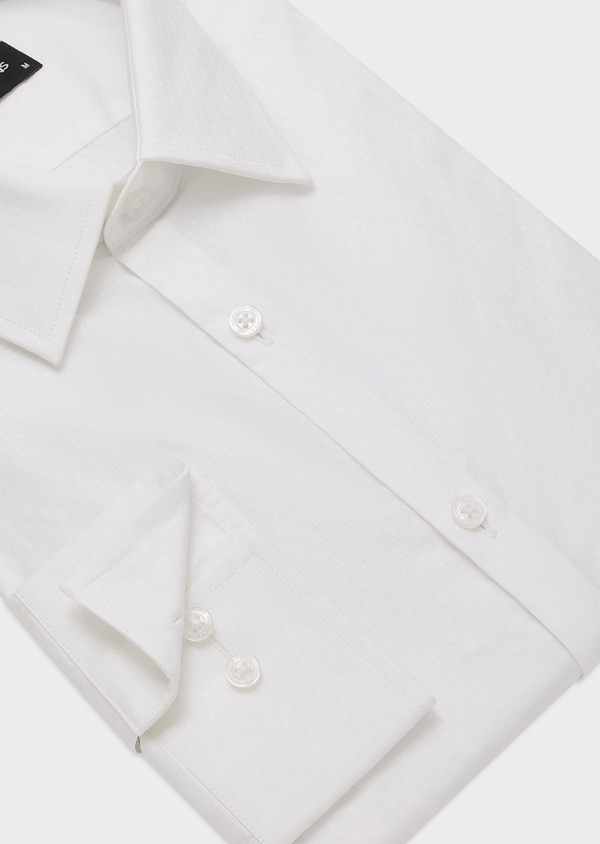 Chemise habillée Slim en coton façonné blanc à motif fantaisie - Father and Sons 44658