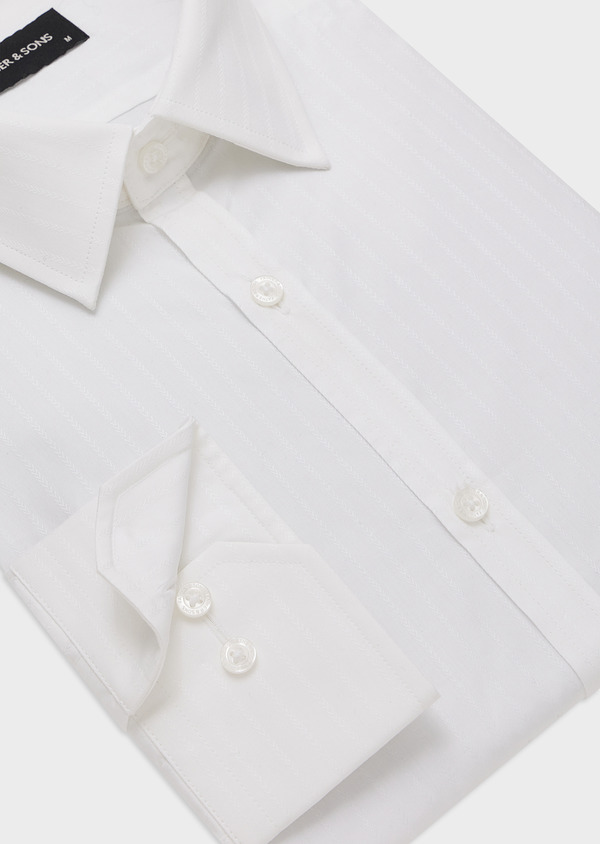 Chemise habillée Slim en coton façonné blanc à motif fantaisie - Father and Sons 44649