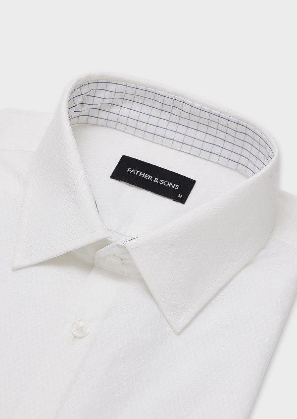 Chemise habillée Slim en coton façonné blanc à motif fantaisie - Father and Sons 44636