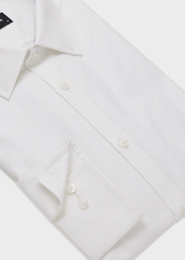 Chemise habillée Slim en coton façonné blanc à motif fantaisie - Father and Sons 44637