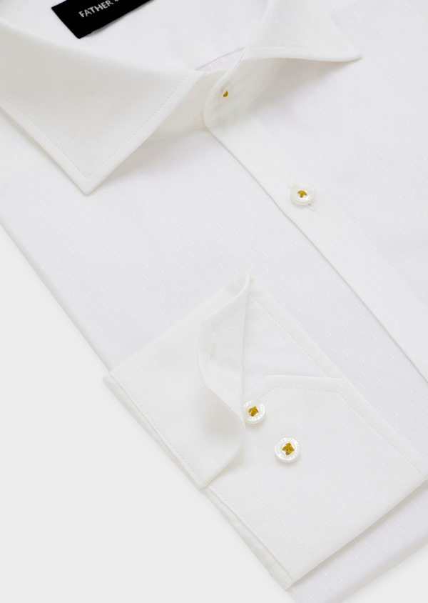 Chemise habillée Slim en coton façonné blanc à motif fantaisie - Father and Sons 44631