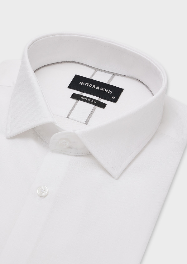 Chemise habillée Slim en coton façonné blanc à motif fantaisie - Father and Sons 44723