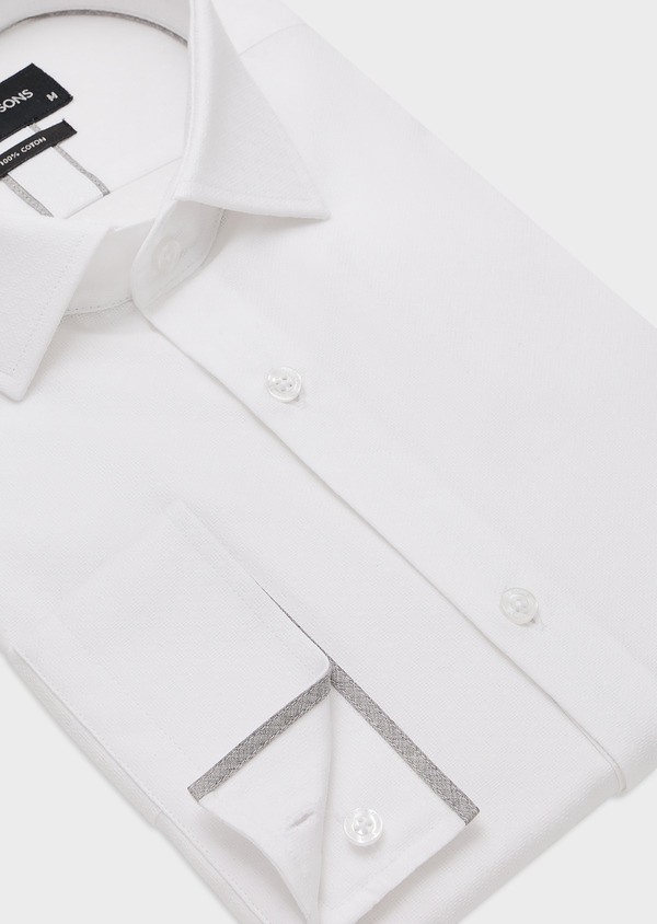 Chemise habillée Slim en coton façonné blanc à motif fantaisie - Father and Sons 44724