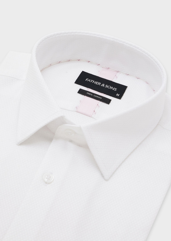 Chemise habillée Slim en coton façonné blanc à motif fantaisie - Father and Sons 44720