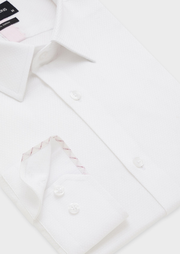 Chemise habillée Slim en coton façonné blanc à motif fantaisie - Father and Sons 44721