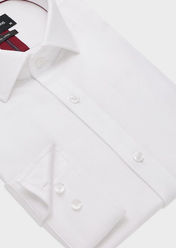 Chemise habillée Slim en coton façonné blanc à motif fantaisie - Father and Sons 44703