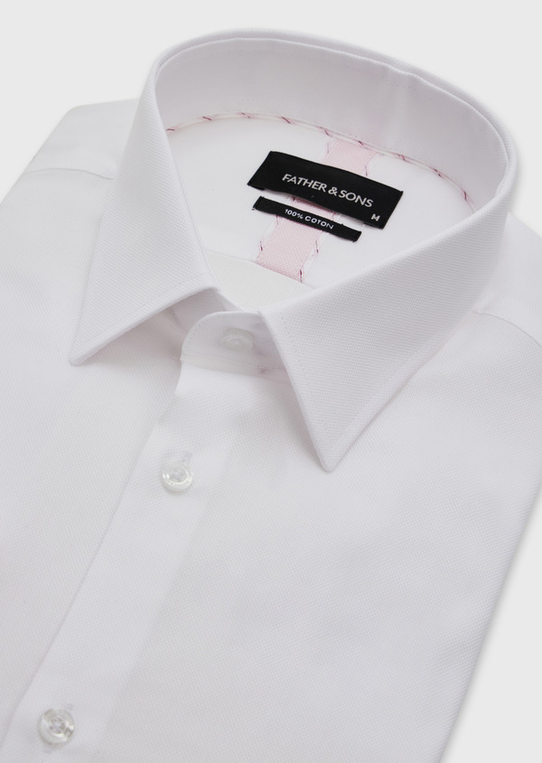 Chemise habillée Slim en coton façonné uni blanc - Father and Sons 47768