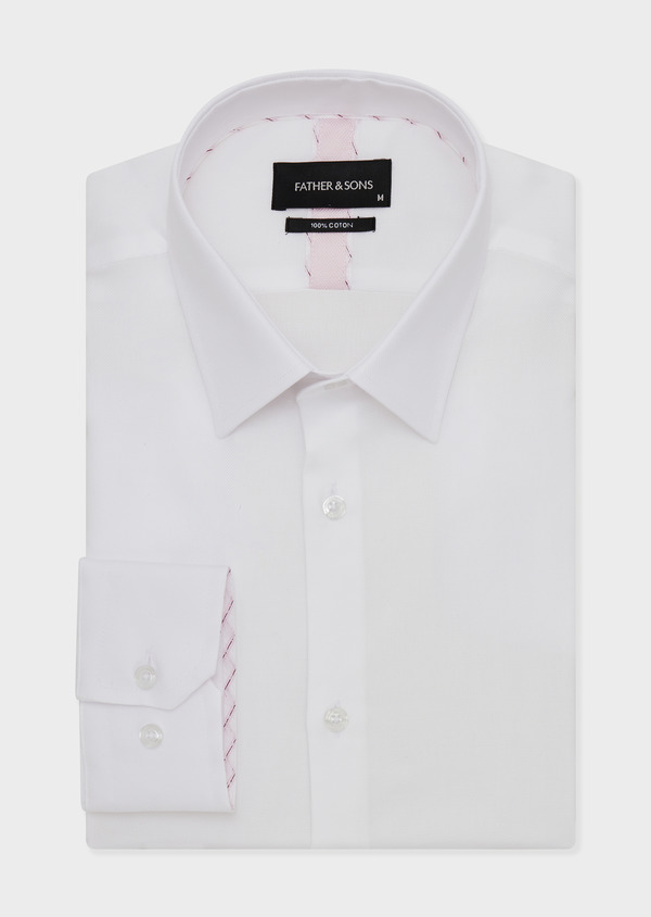 Chemise habillée Slim en coton façonné uni blanc - Father and Sons 47767