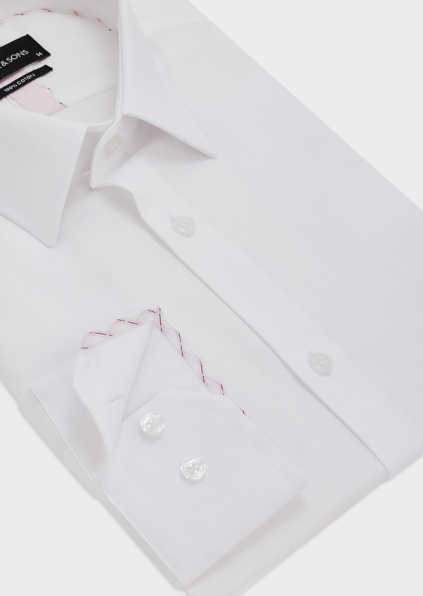 Chemise habillée Slim en coton façonné uni blanc - Father and Sons 47769