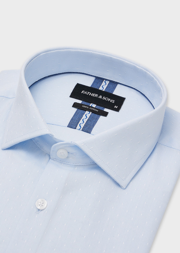 Chemise habillée Slim en pinpoint de coton mélangé bleu pâle à motif fantaisie - Father and Sons 44687