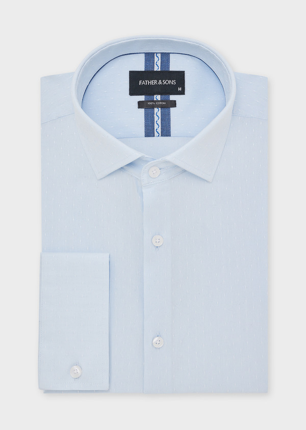 Chemise habillée Slim en pinpoint de coton mélangé bleu pâle à motif fantaisie - Father and Sons 44686