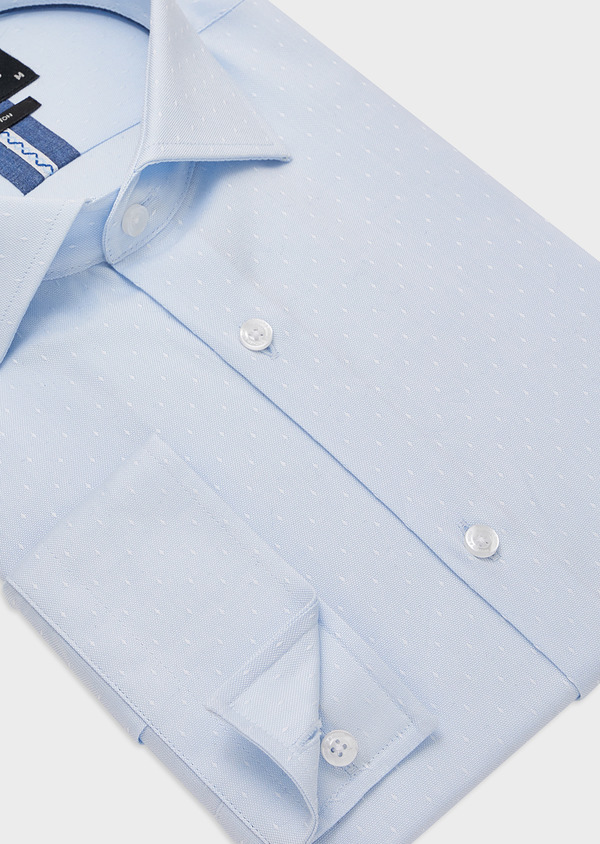 Chemise habillée Slim en pinpoint de coton mélangé bleu pâle à motif fantaisie - Father and Sons 44688