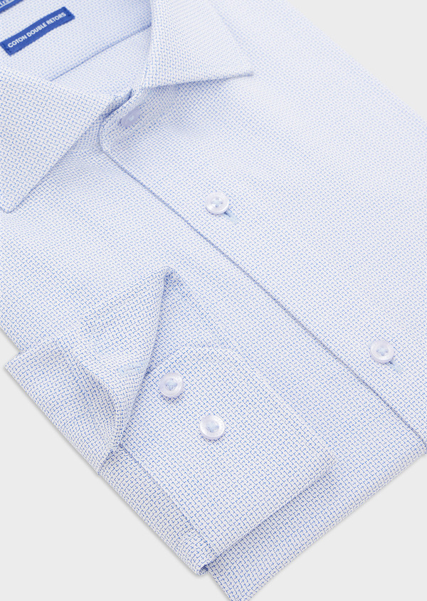 Chemise habillée non-iron Slim en coton Jacquard bleu ciel à motif fantaisie - Father and Sons 44613
