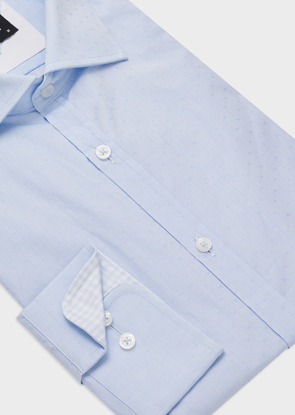 Chemise habillée Slim en coton Jacquard bleu ciel à pois - Father and Sons 44625