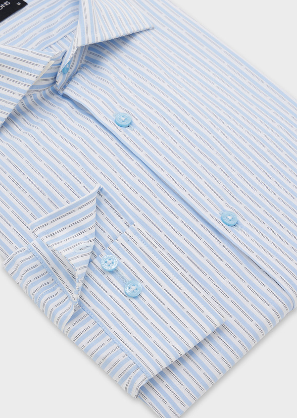 Chemise habillée Slim en popeline de coton bleu azur à rayures - Father and Sons 44652