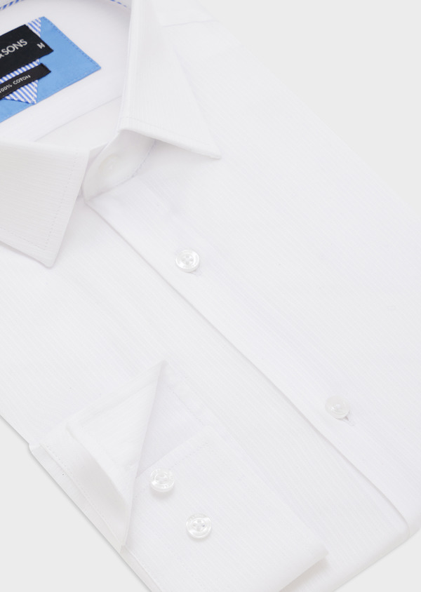 Chemise habillée Slim en coton Jacquard blanc à rayures - Father and Sons 44733