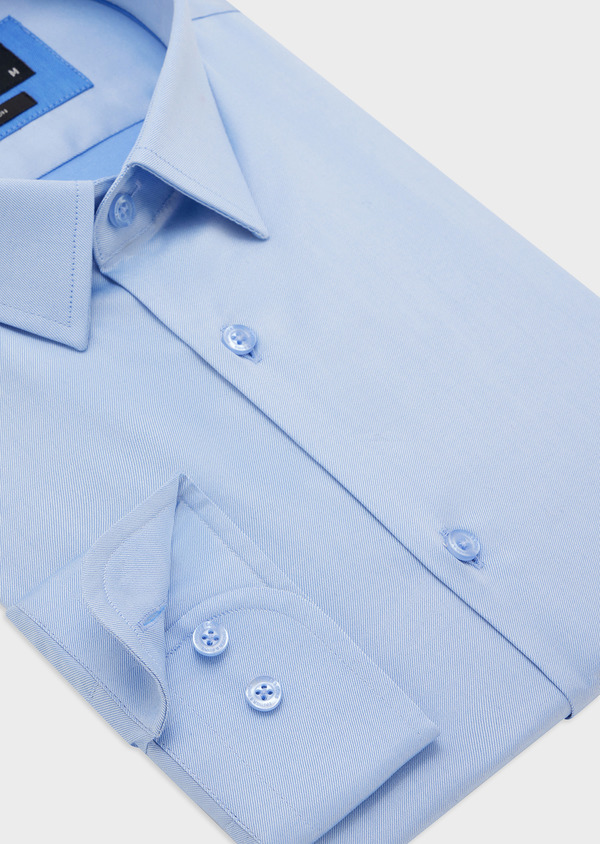Chemise habillée Slim en twill de coton uni bleu azur - Father and Sons 44730