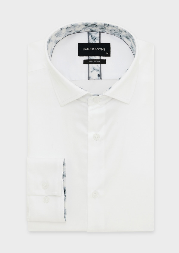 Chemise habillée Slim en satin de coton uni blanc - Father and Sons 45755