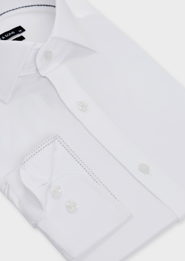 Chemise habillée Slim en satin de coton uni blanc - Father and Sons 46465