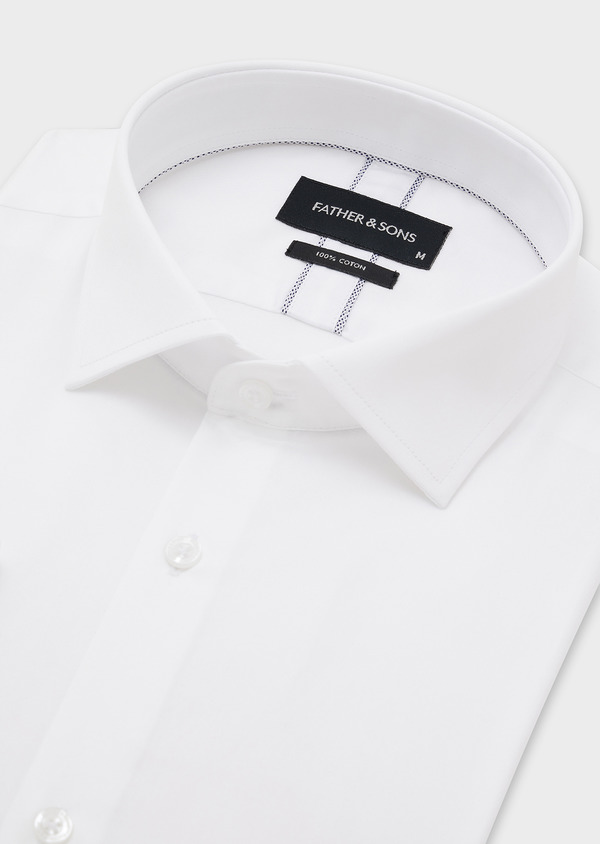 Chemise habillée Slim en satin de coton uni blanc - Father and Sons 44669