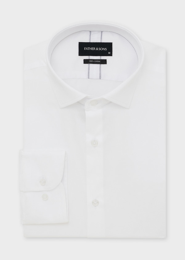 Chemise habillée Slim en satin de coton uni blanc - Father and Sons 44668