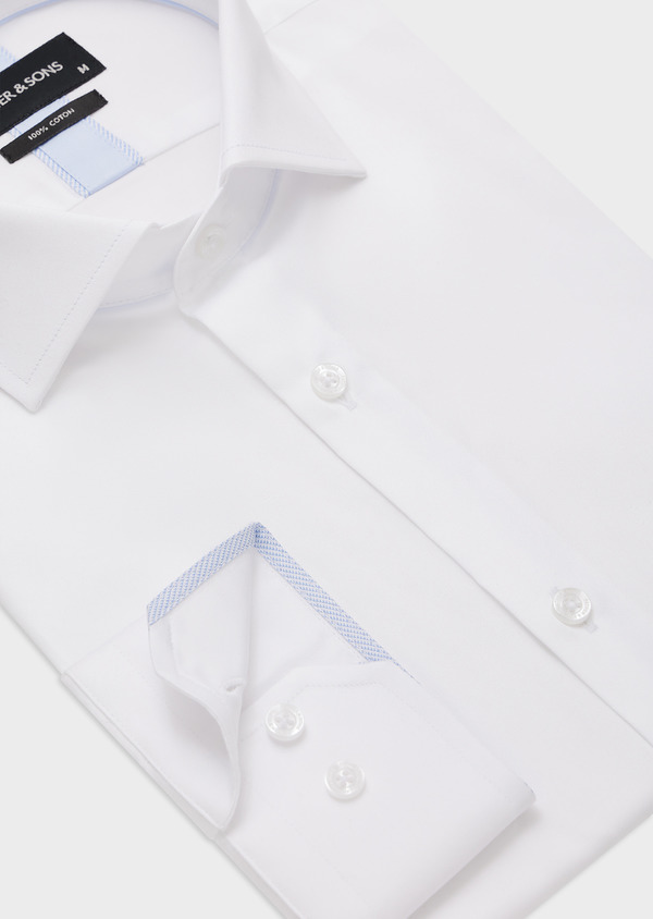 Chemise habillée Slim en satin de coton uni blanc - Father and Sons 44664